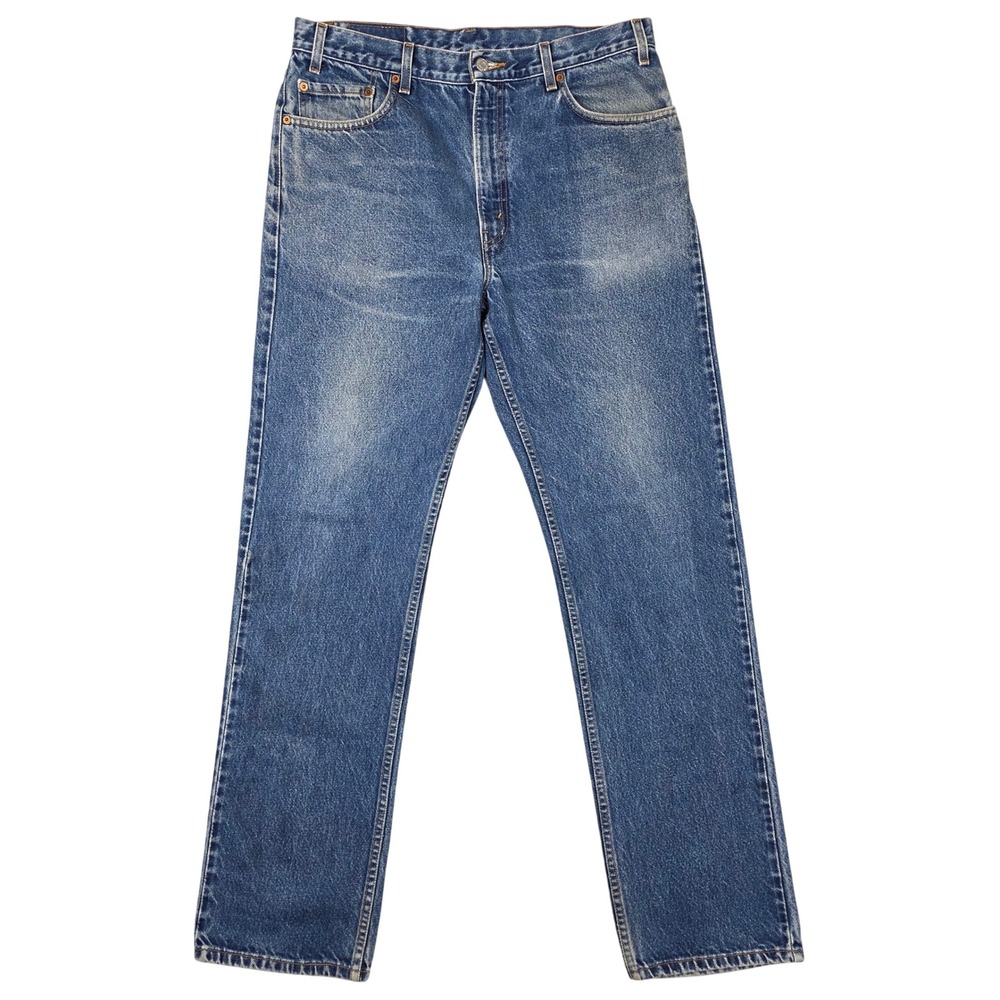 Levi Strauss & Co 505 Mens Jeans Blue Wash Straight Leg Distressed Size 36 x 34